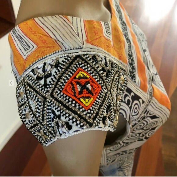 New! Camila Mini Silk dress with Overlay, Multi Color Size Small - Picture 7 of 11